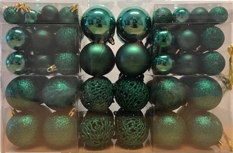 X Emerald Groene Kunststof Kerstballen En Cm Glans Mat