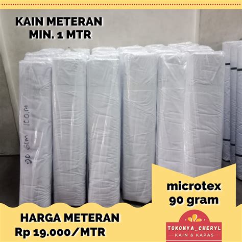 Jual Kain METERAN Seprei Katun Disperse Microtex Putih 90 Gram