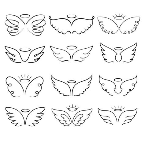 260+ Cartoon Of Angel Wings With Halo Tattoo Stock Illustrations ...