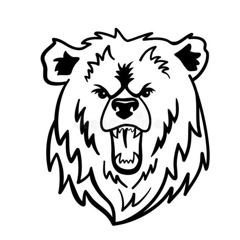 Angry Grizzly Bear Growls And Shows Teeth Black Logo With Big Wild