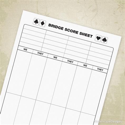 Bridge Scoring Sheet Printable | Sheet, Printables, Bridge