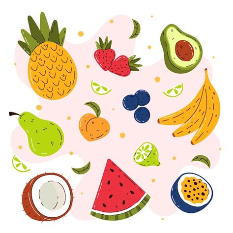 Colección de frutas dibujadas a mano Vector Gratis