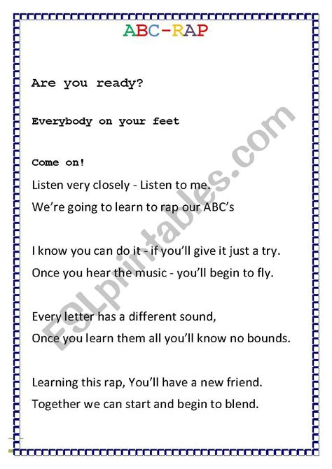 Alphabet Rap - ESL worksheet by Rikke