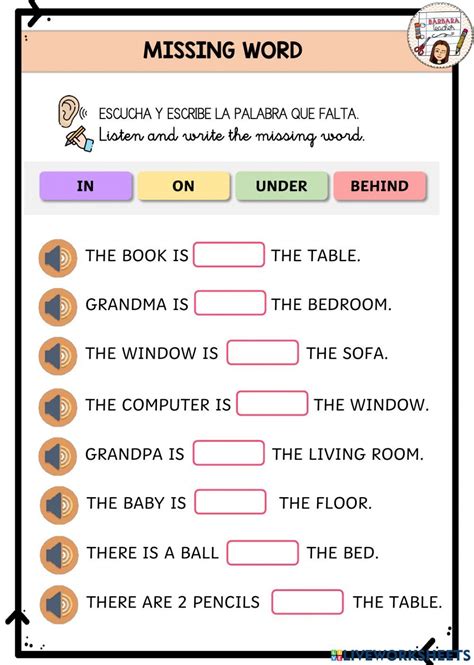 Ejercicio online de Prepositions of place para 1º2º3º Puedes hacer los