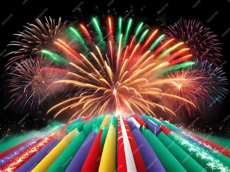 Premium Photo | A digital firework display in the colors of the Mexican