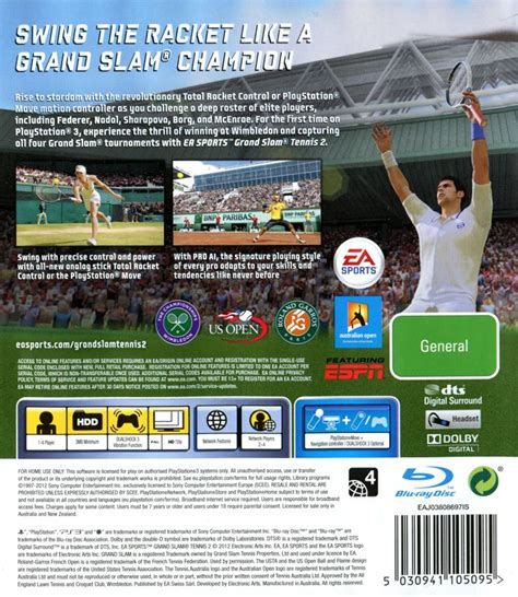 Grand Slam Tennis 2 2012 Box Cover Art MobyGames