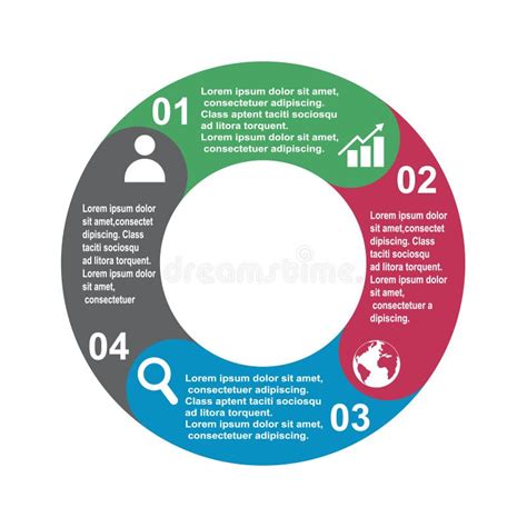 Pasos Vectorial En Cuatro Colores Con Etiquetas Diagrama Infogr