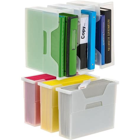 Iris Usa Small Portable Desktop File Box With Open Lid 6 Pack Side