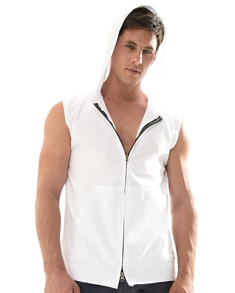 Casual Sleeveless Zip Up Hoodie Athletic Active Sweatshirt Vest Top White C0122c8rl6p Vest