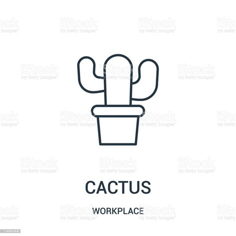 Cactus Icon Vector From Workplace Collection Thin Line Cactus Outline