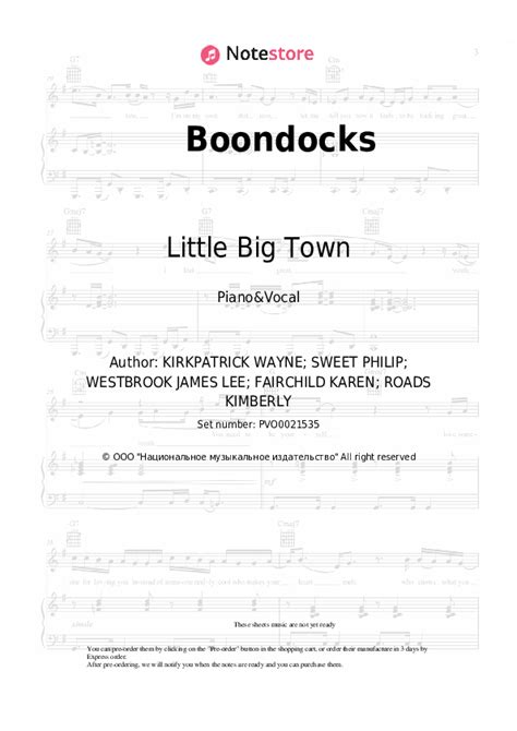 Boondocks piano sheet music and voice Little Big Town in Note-Store.com | Piano&Vocal SKU PVO0021535