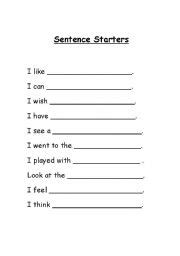 Sentence Starters For Elementary Students