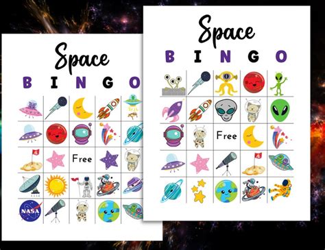 Space Bingo Cards Printable, Birthday Bingo for Kids, Space Birthday ...