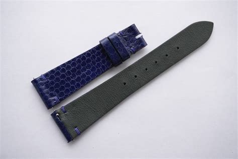 Mm Mm Dark Navy Blue Genuine Sea Snake Skin Leather Watch Strap