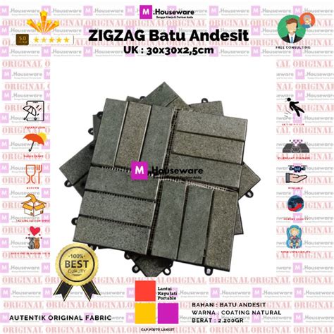 Jual Lantai Batu Andesit Motif Zigzag Batu Uk 30x30cm Deckingtile