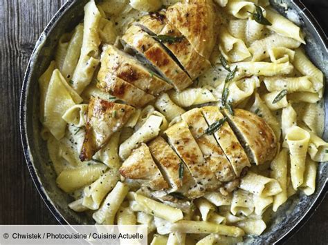 Blancs de poulet à la crème destragon et penne recette sur Cuisine