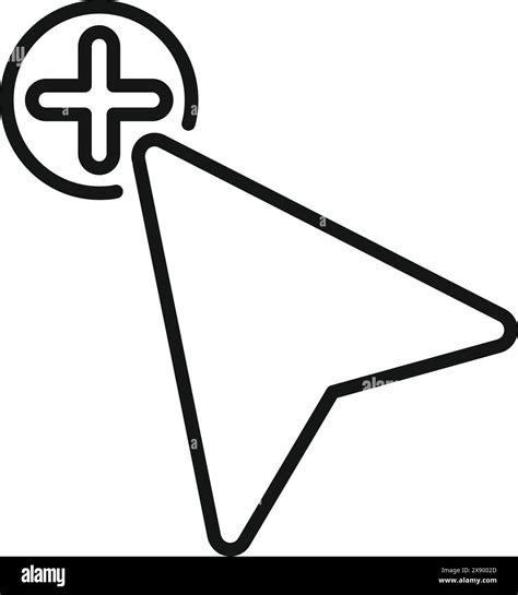 Vector Illustration Of A Cursor With A Plus Sign In Black And White