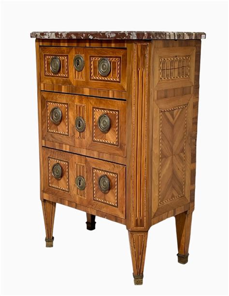 Proantic Xviiie Petite Commode D Poque Louis Xvi En Marqueterie