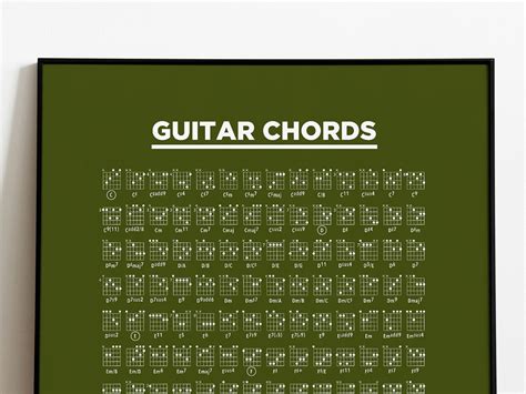 Guitar Extended Chord Chart Poster Music T Guitar Reference Music Education Green Edition