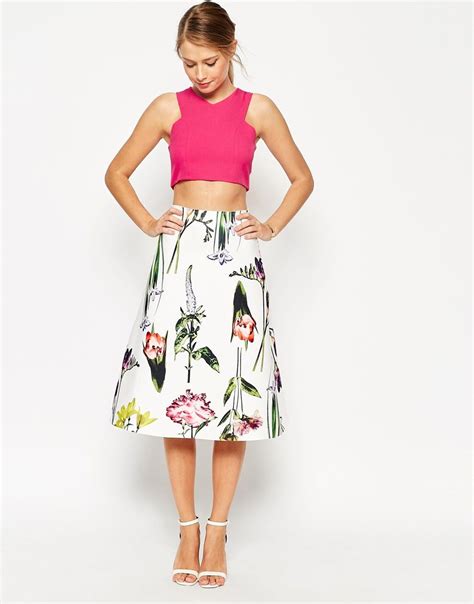 Stunning Botanical Floral Midi Skirt