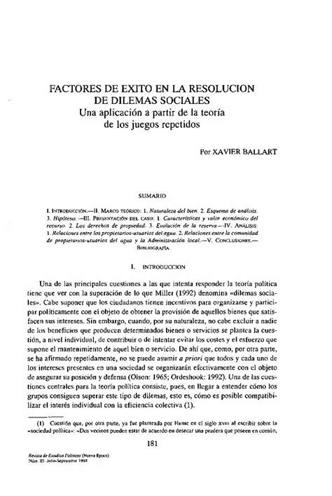 Pdf Factores De Xito En La Resoluci N De Dilemas Sociales