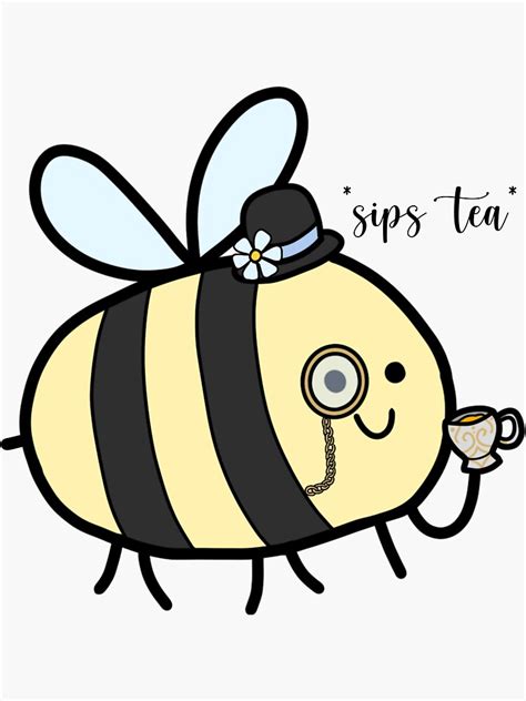 Sips Tea Bee Sticker Sticker For Sale By Jasmineairey Redbubble