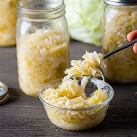 Homemade Sauerkraut In A Stoneware Crock Recipe Cart