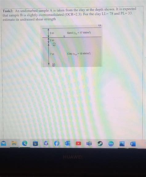 Solved Task2 An Undisturbed Sample A Is Taken From The Clay Chegg