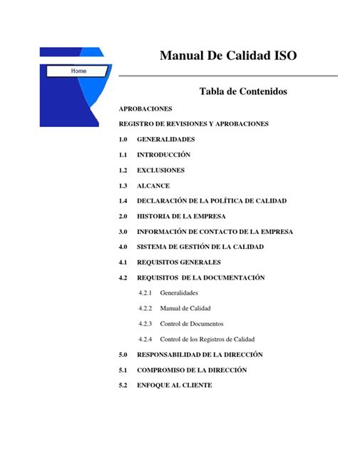 Manual De Calidad Iso 9001 Gestión De La Calidad Calidad Comercial