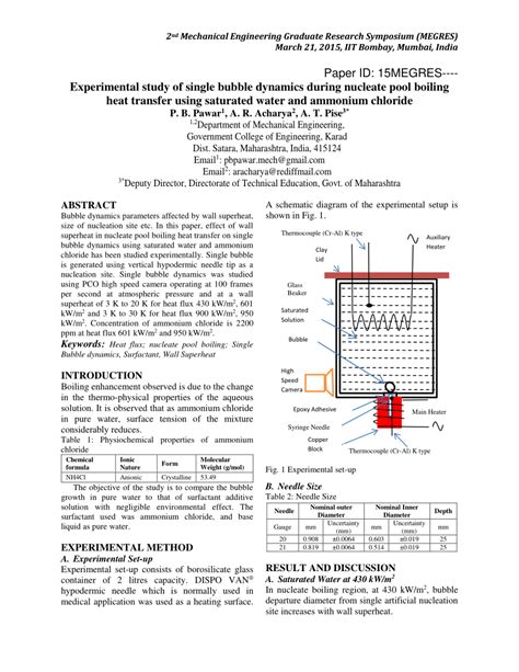 Pdf Experimental Study Of Single Bubble Dynamics During Nucleate Pool