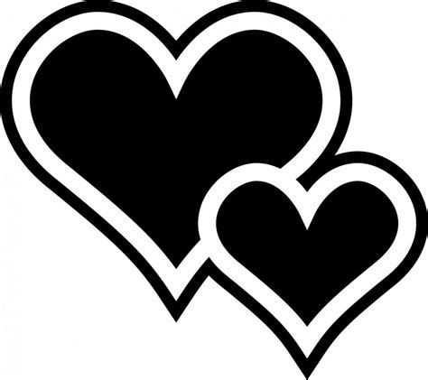 Two Hearts Heart Stencil Clipart Black And White Black And White