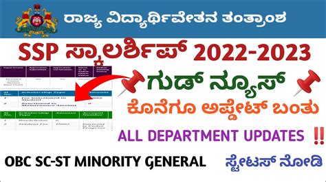 Ssp Scholarship Update Good News Ssp Scholarship Karnataka