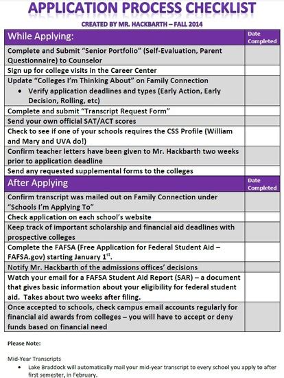 College application checklist. 24/7 College Homework Help.