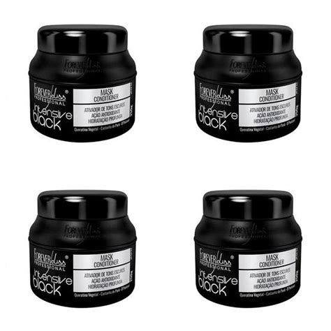 Kit 4 Und Máscara Tonalizante Forever Liss Intensive Black 250g Tonalizante De Cabelo