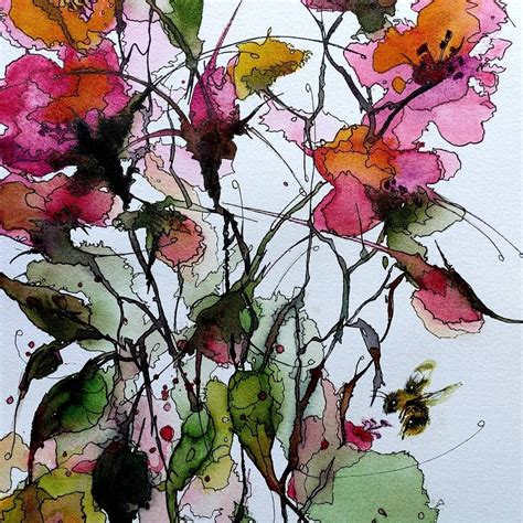 Aquarelle Et Feutre 23x31cm Art Floral Comment Peindre Les Arts