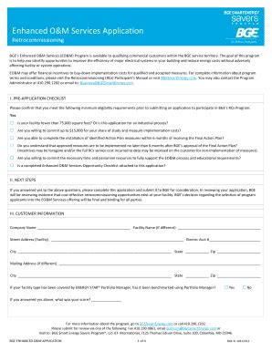 Fillable Online Bge Smart Energy Savers Program Eom Form Fax Email