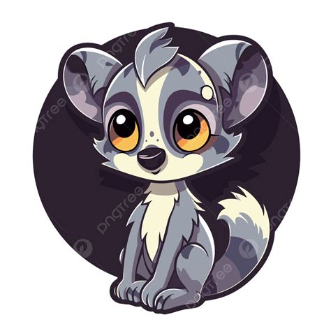 Small Cartoon Lemur With Big Eyes Vector Clipart Lemur Sticker