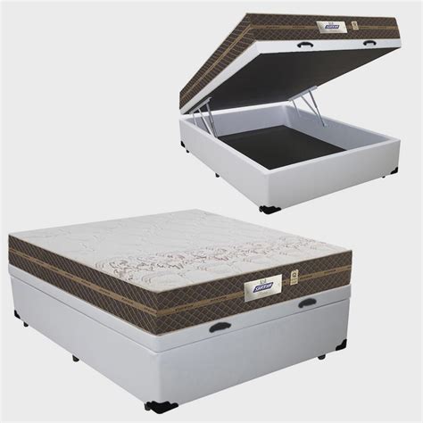 Cama Box Bau Casal Colchao Flora 138x188x60 Gazin No Shoptime