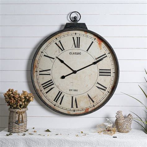 Gracie Oaks Metal Wall Clock Rustic Home Decor