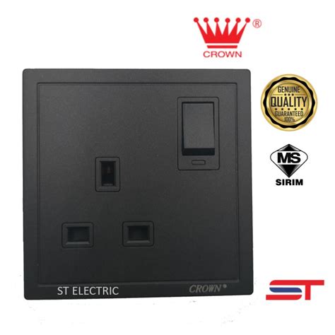 Crown 13a Switch Socket Outlet Matt Black Cm Series With Sirim Approved Shopee Malaysia