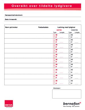 Fillable Online Gewa Oversikt Over Tildelte Lydgivere Skjema Fax