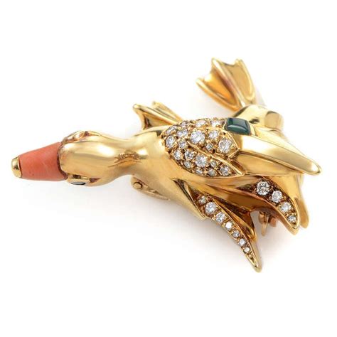 Cartier Gemstone Yellow Gold Duck Brooch At 1stdibs