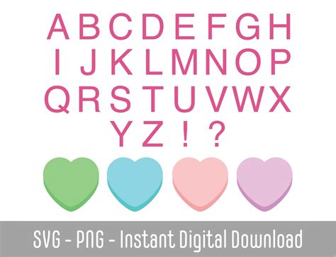 Conversation Heart Font SVG Valentine's Day Candy Heart Squared Font Conversation Heart Template ...