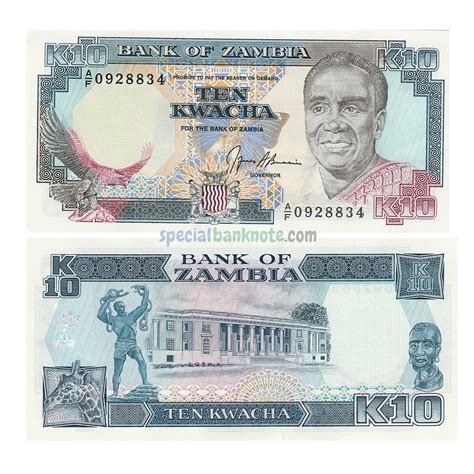 Zambia 10 Kwacha Banknote 1989 1991 UNC Special Minds Store