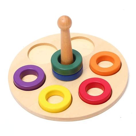 Montessori Ring Stack on a Peg - Etsy | Stacker toy, Toy tray, Wooden boxes