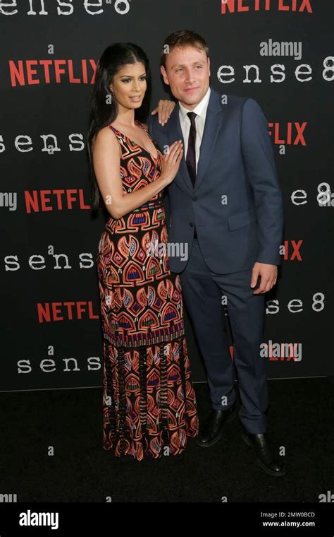 Actress Tina Desai Left And Actor Max Riemelt Attend The Netflix Sense8 Season 2 Premiere At