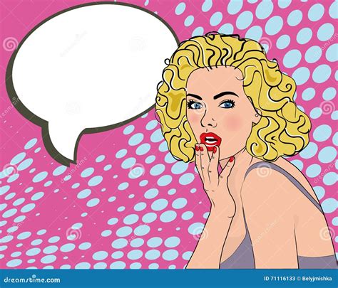 Pop Art Blond Woman Face With Open Mouth Stock Vector Illustration Of