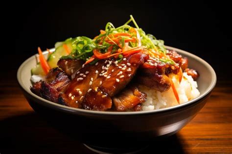 Premium Photo Soy Ginger Pork Donburi Sensation