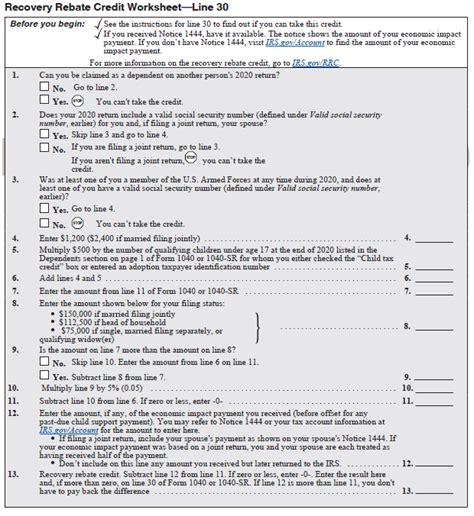 Irs Recovery Rebate Credit Form 2021