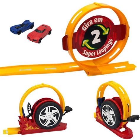 Pista Mega Speed Loop 360º Lançador 02 Carrinhos BS TOYS